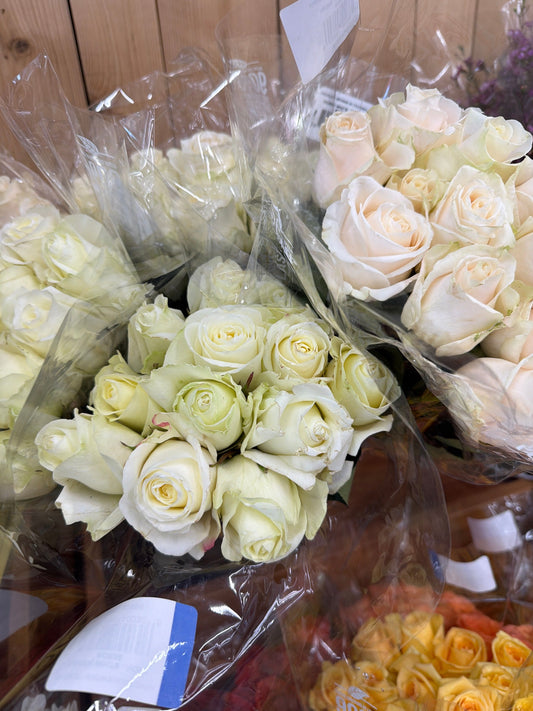 Elegant white rose arrangement — Graceful Whites Sympathy Arrangement by Local Flower Girl